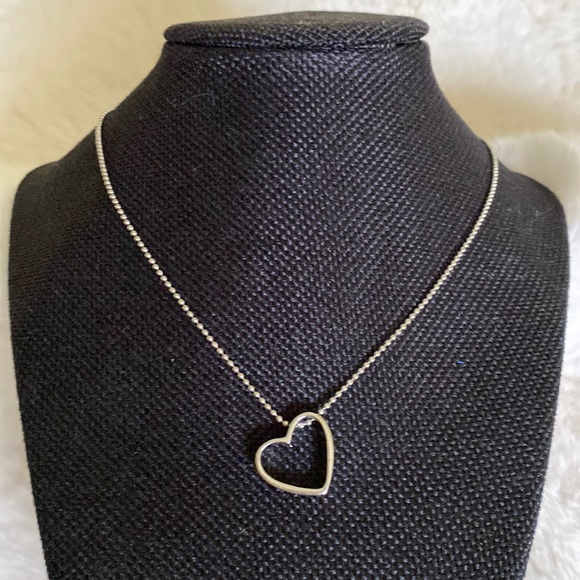 Jewelry - FRIENDS Engraved Heart Charm Necklace ❤️ hangs sidways silver tone ball chain
